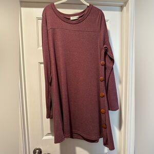 iGenjun Purple/Red/Rust Long Sleeve Dress